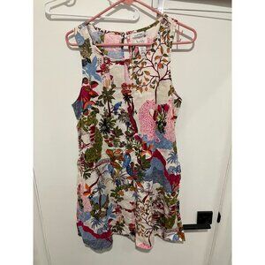 Nicole Miller Multicolor Tropical Print Midi Dress